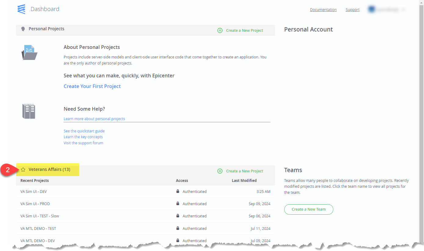 Image of the Forio Epicenter dashboard with Veterans Affairs group highlighted.