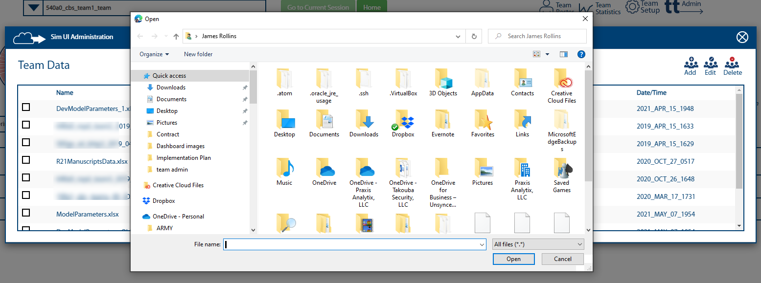 Image of File Manager pop-up.