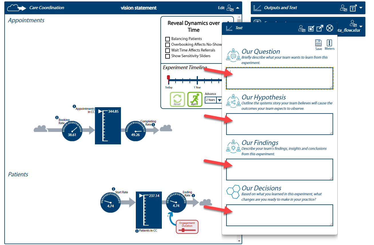 Image of Sim UI with arrows pointing to Q/H/F/D fields.