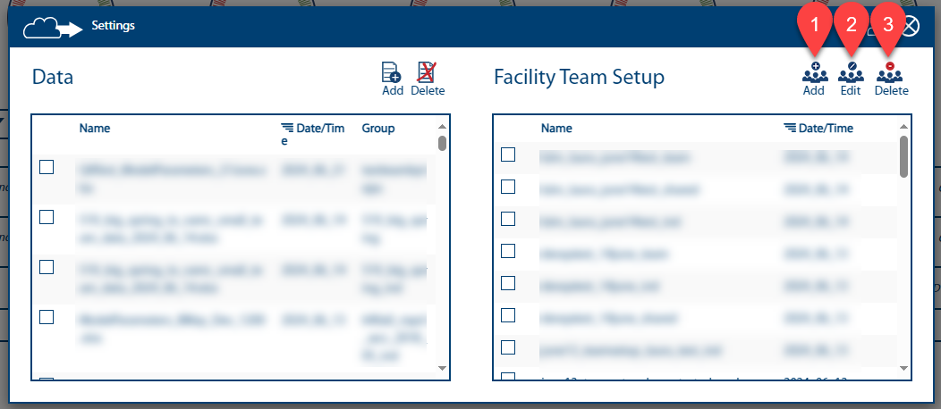 Image of team setup options found in the Settings window.