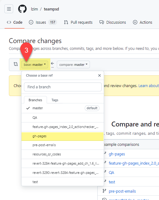 Image showing third step of a pull request.