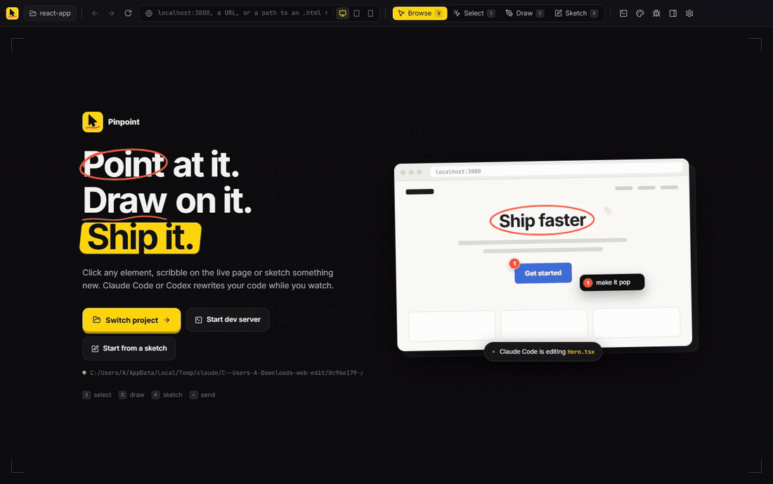 Pinpoint welcome screen