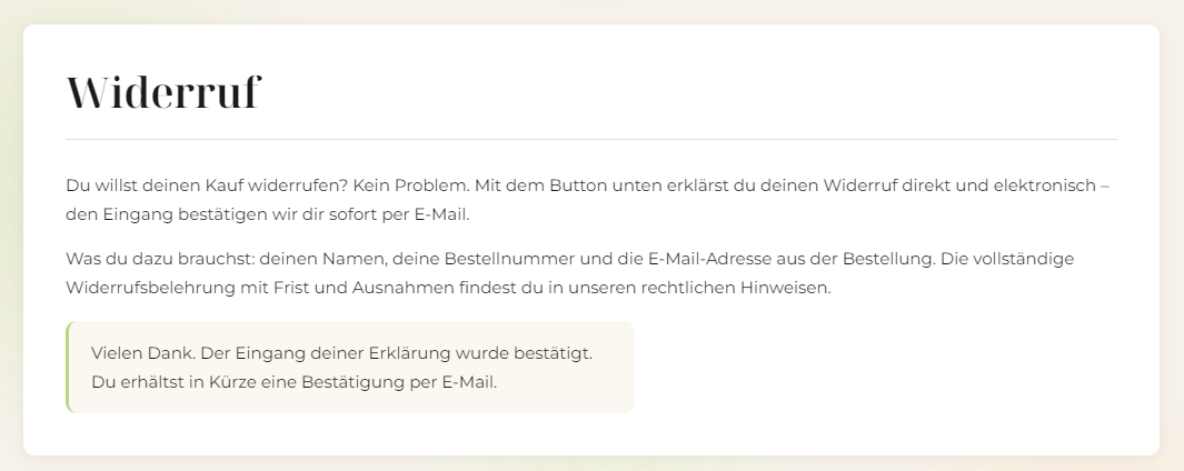 Frontend-Bestätigung