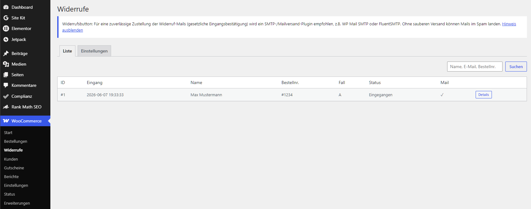 Admin-Liste