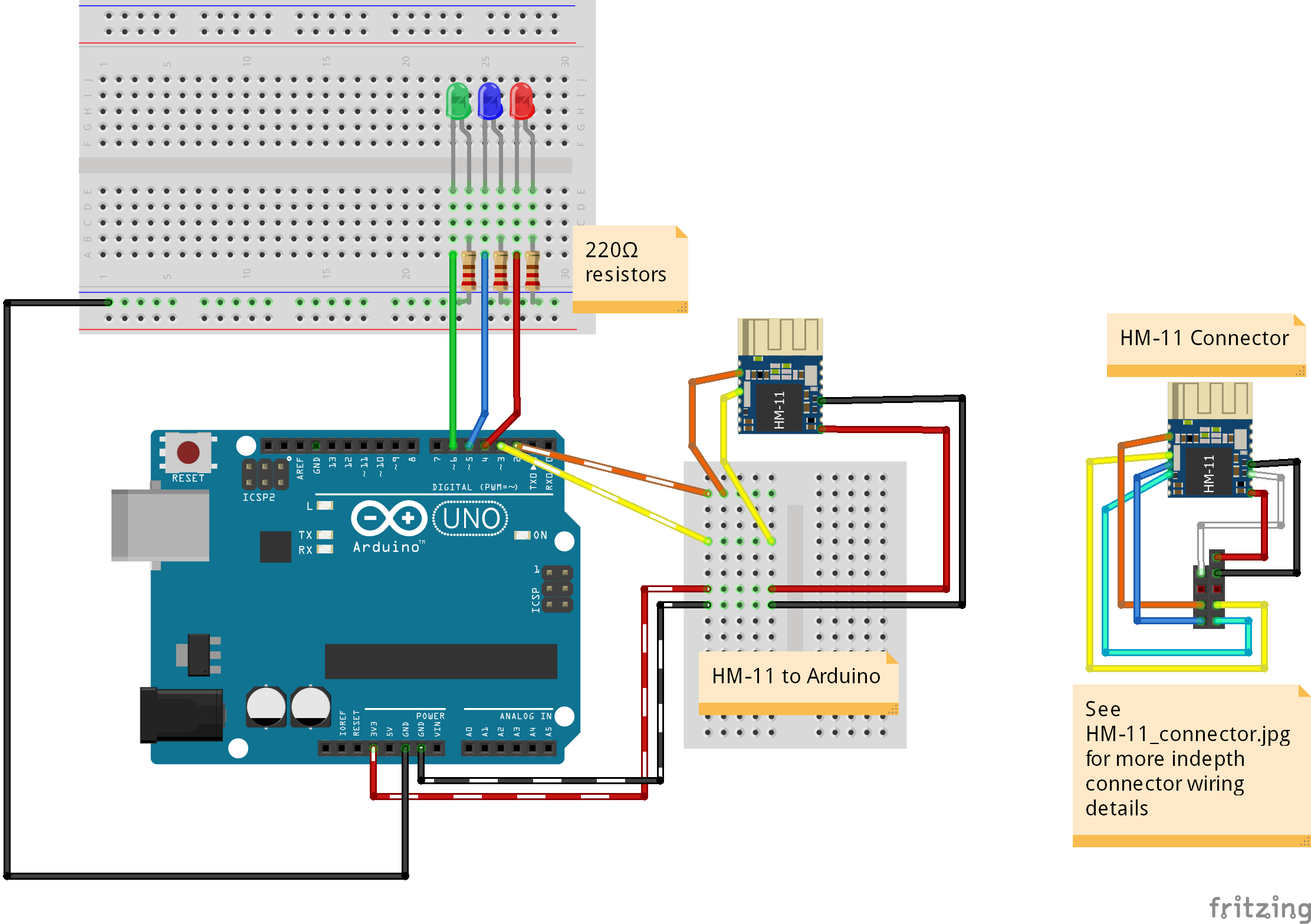 3LEDs breadboard layout