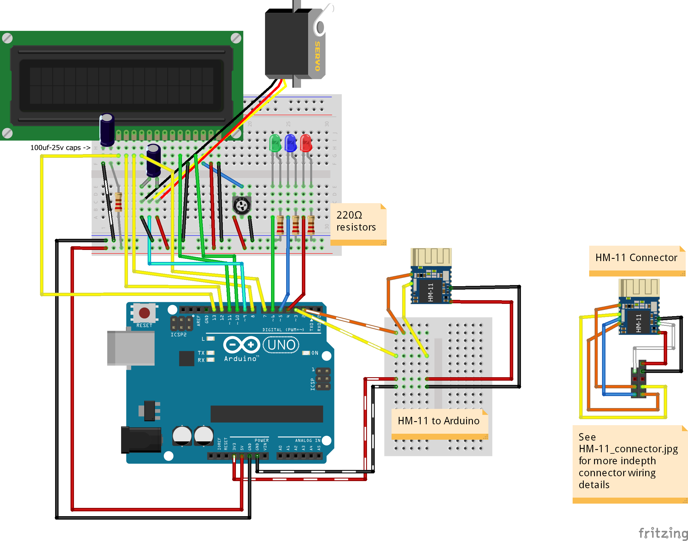 Quaternion_angle_servo breadboard layout