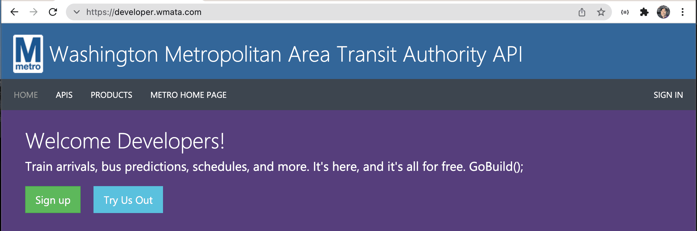 wmata developer website