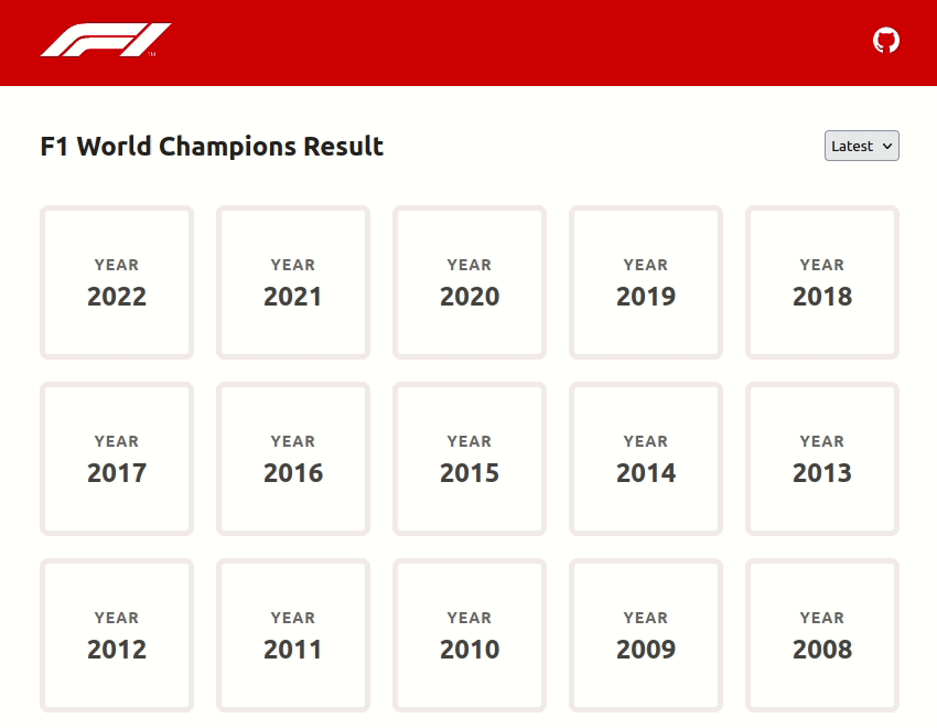 formula 1 webpage in action