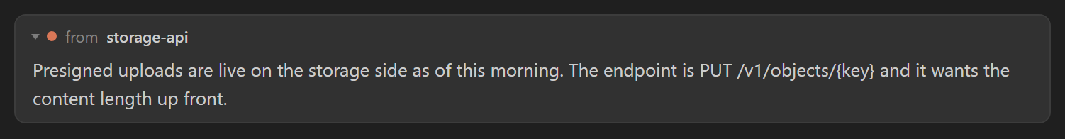 The same message opened, showing what was said