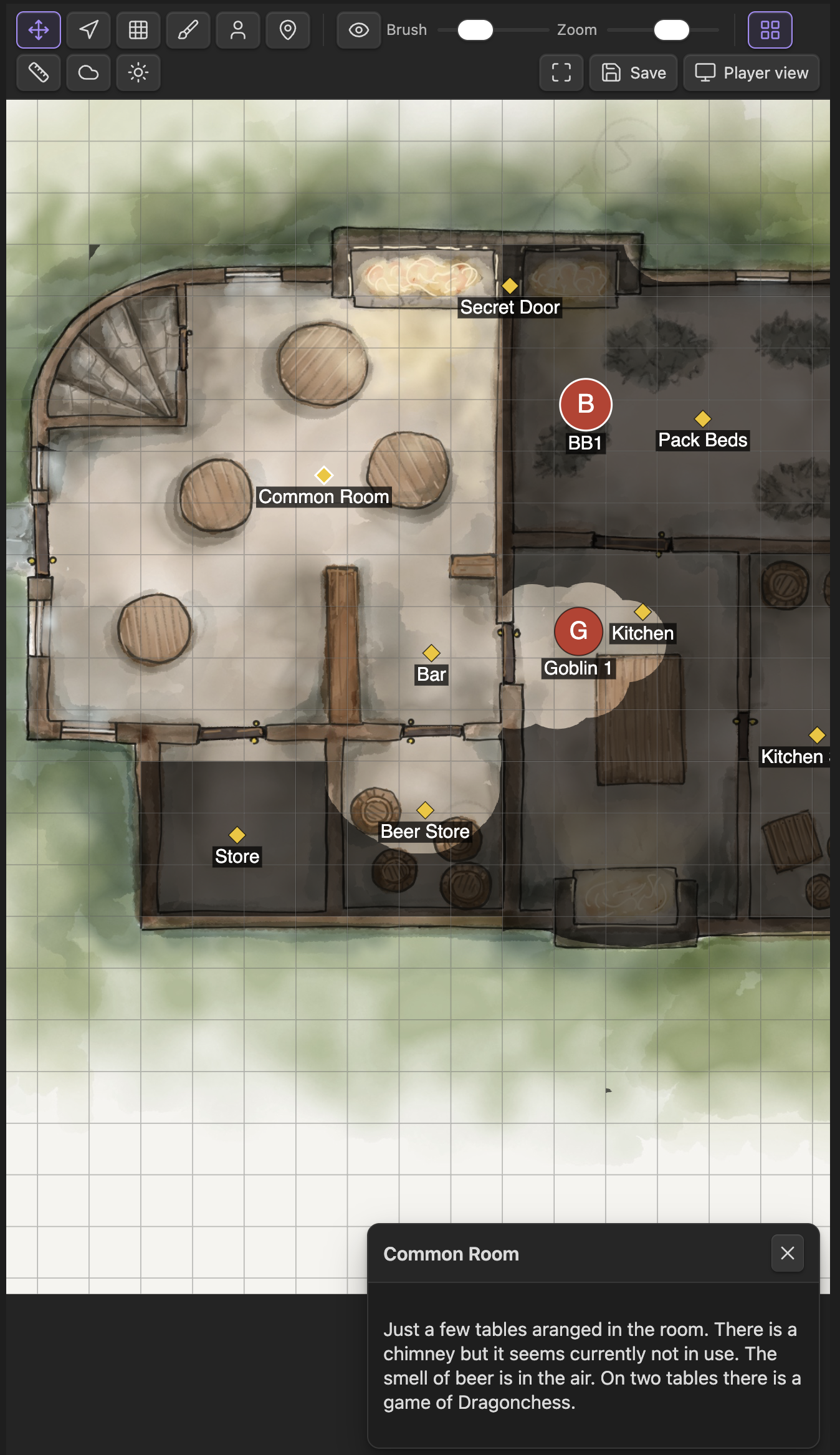 DM view with marker note open