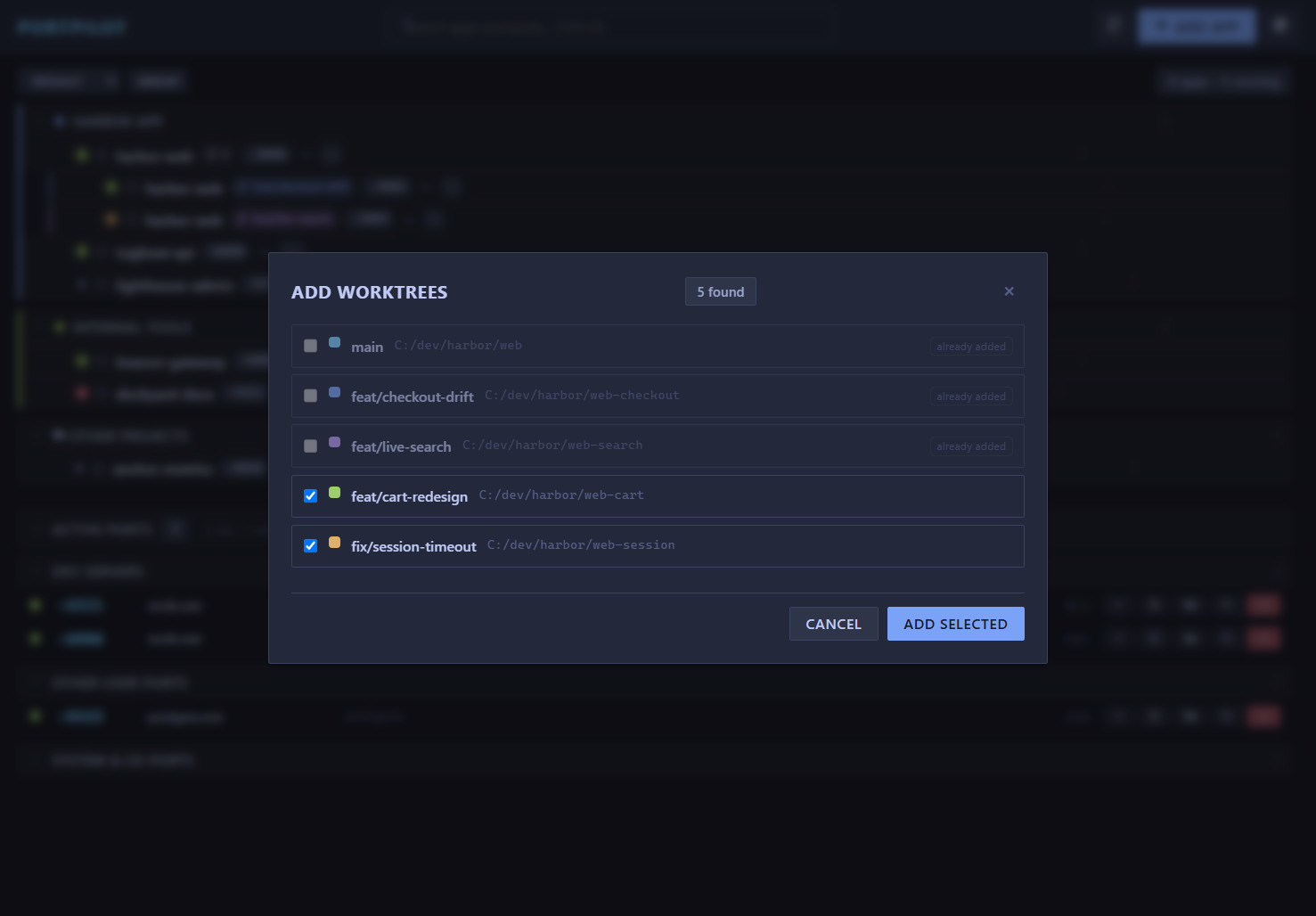 Add worktrees