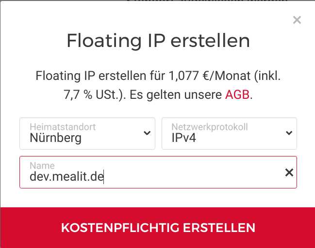 Hetzner Floating IP Step 1