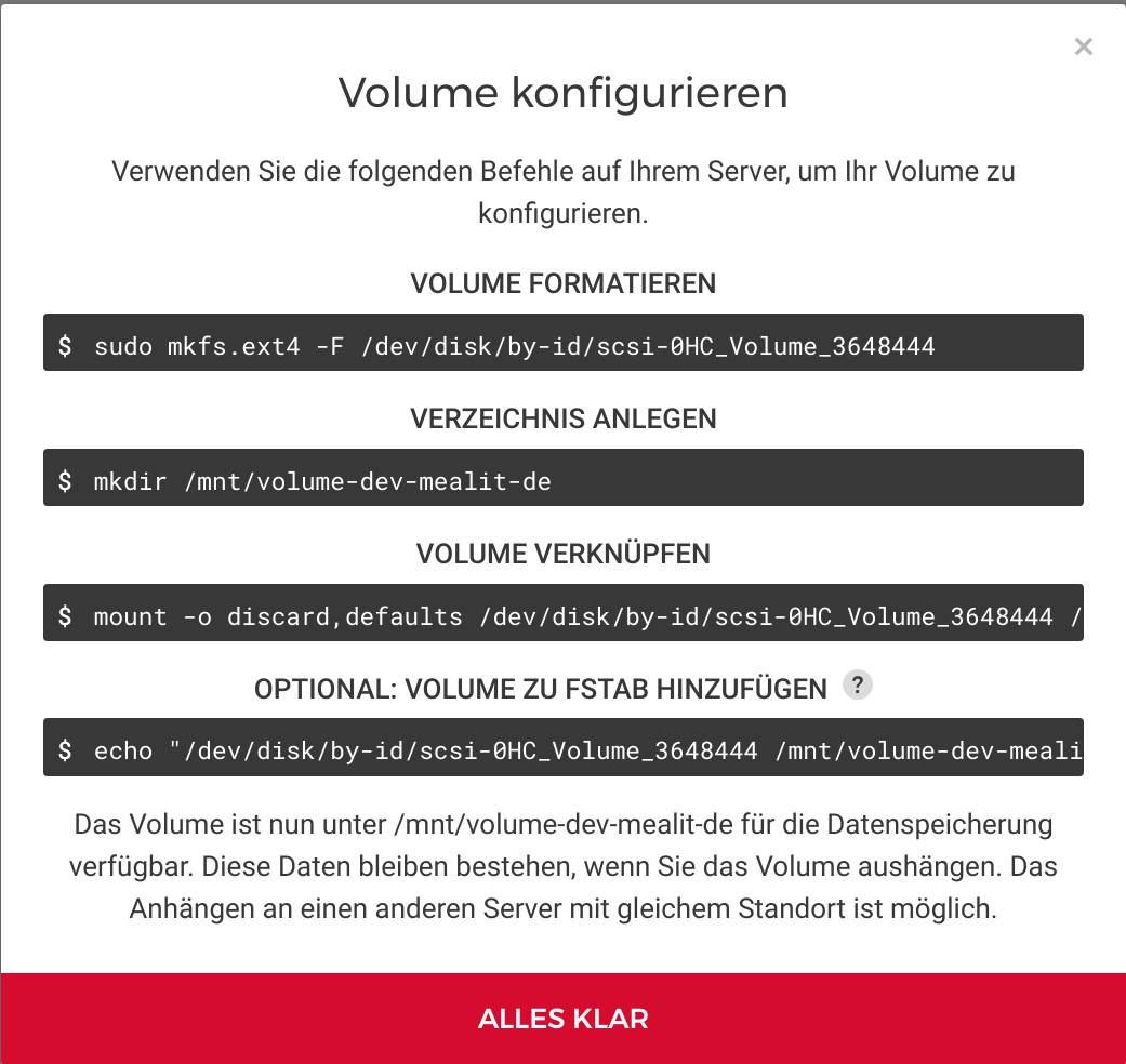 Hetzner Volume Step 2