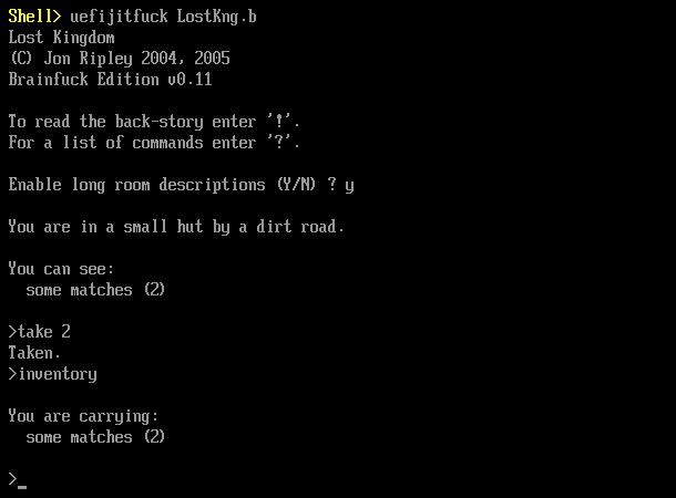 Screenshot of uefi-jitfuck inside UEFI Shell