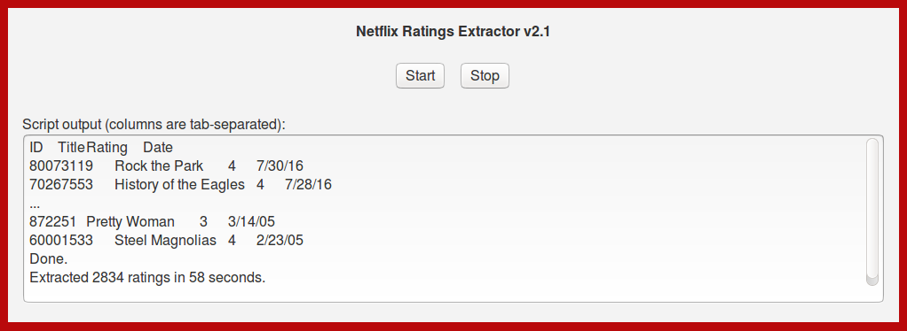 Netflix Ratings Extractor UI