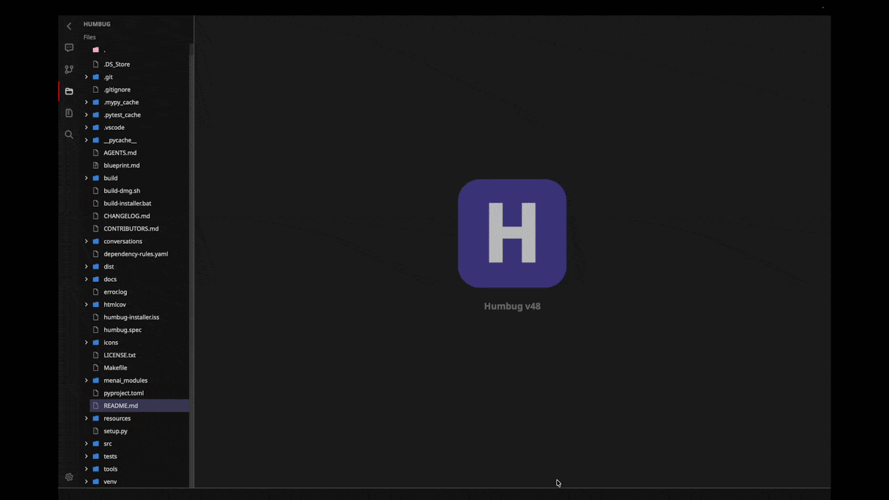 Humbug in action (sped up)