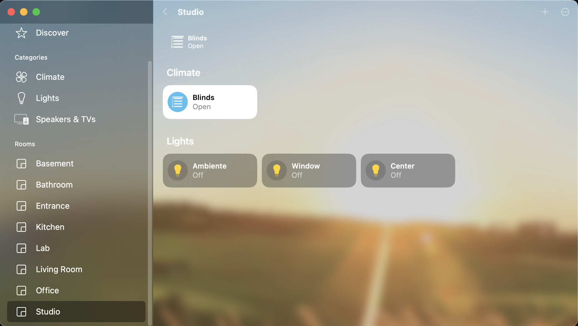 Screenshot of Apple's Home app.