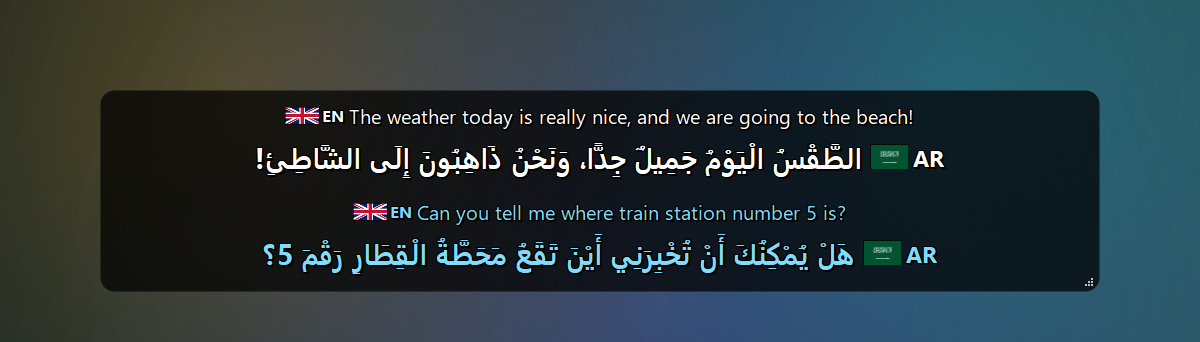 English translated into Arabic with diacritics