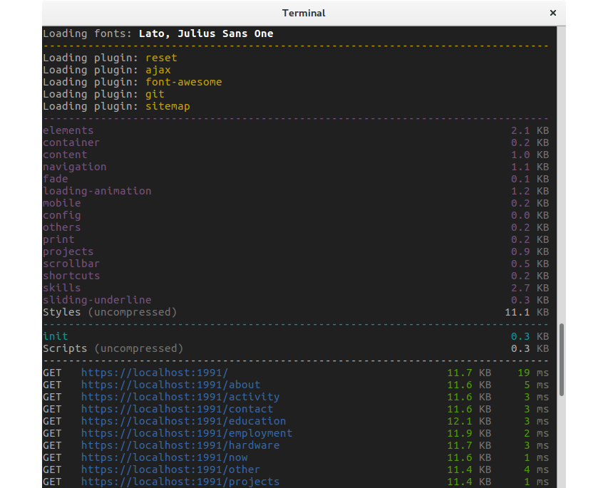 Terminal output