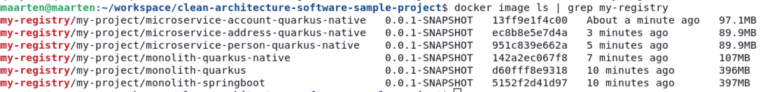 Clean Architecture - Docker images