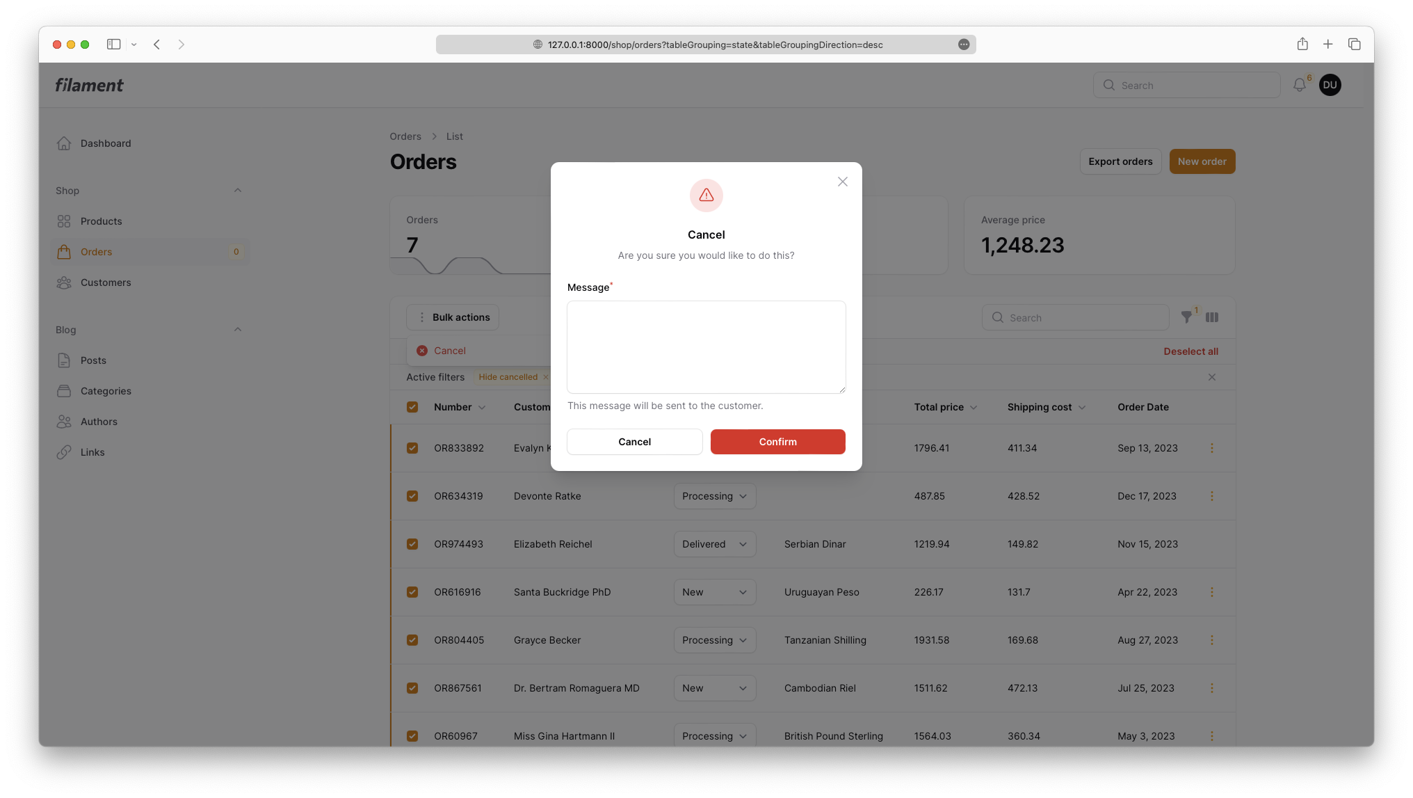 Model States for Filament - State Bulk Action With Form