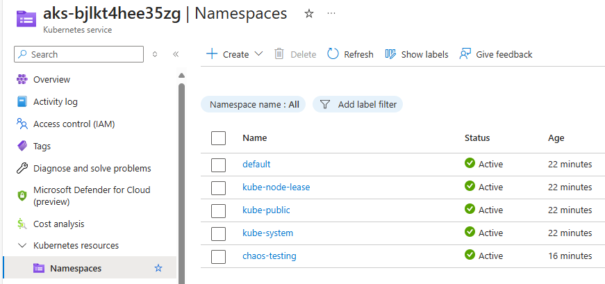 AKS NameSpaces