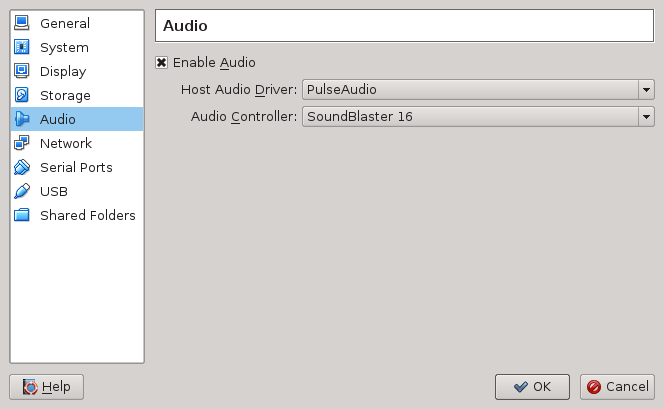 Audio settings