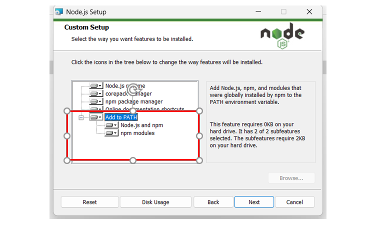 Node.js 安裝畫面
