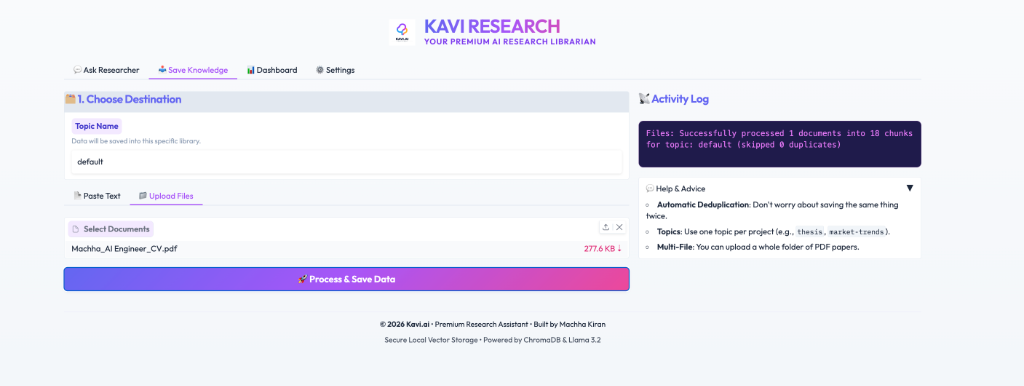 Kavi Research Dashboard