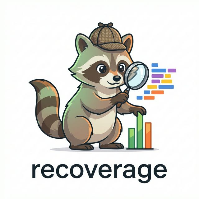 recoverage mascot: a raccoon detective reading a coverage grid