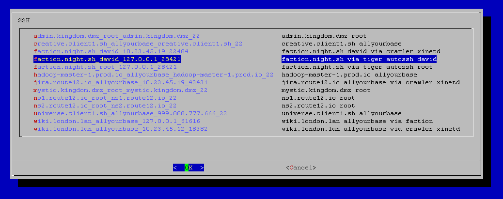 SSH connection menu screenshot