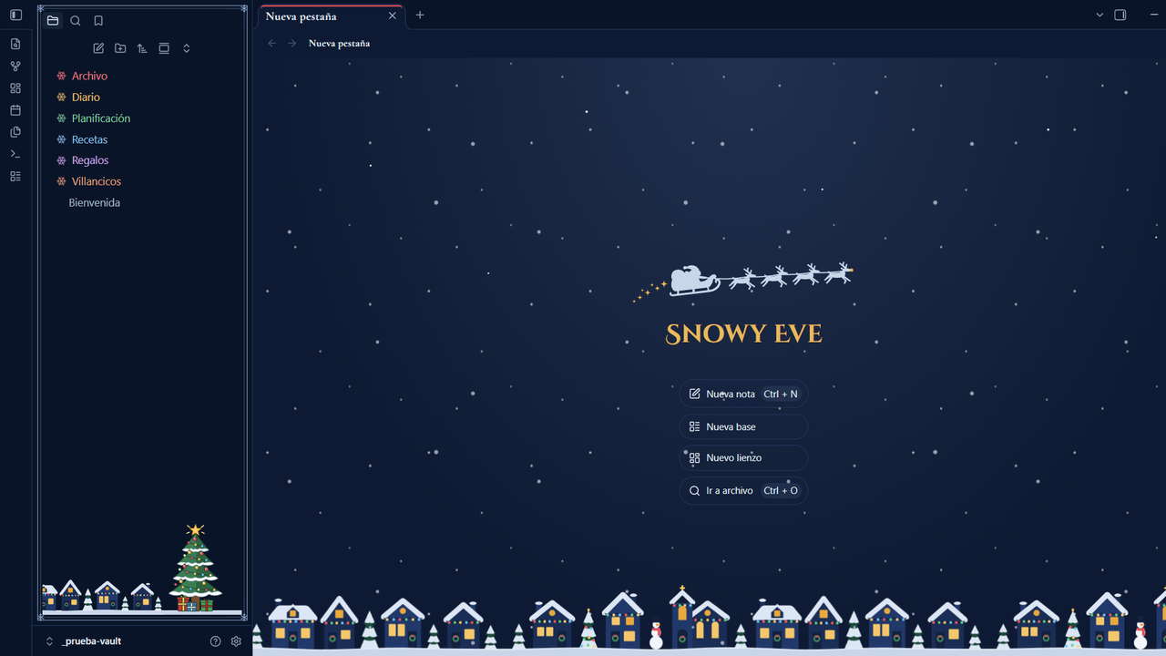 Snowy Eve — new tab, dark mode