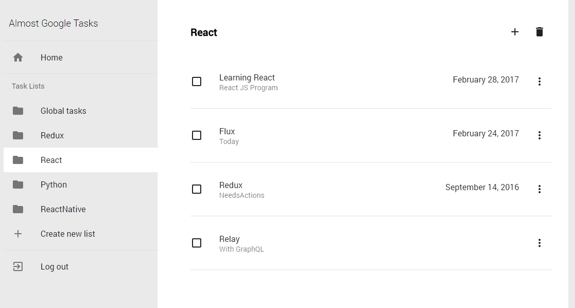 React Google Tasks App