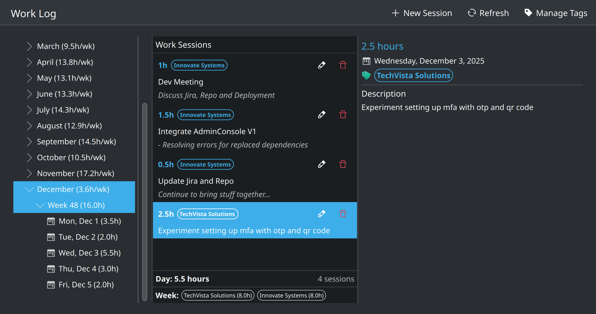 Work Log Desktop Application