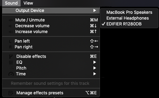 Changing the audio output device image