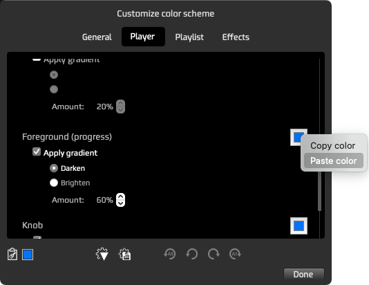 Color schemes editor panel copy/paste screenshot
