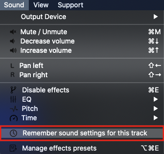 Remember sound settings image