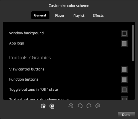 Color schemes editor panel screenshot