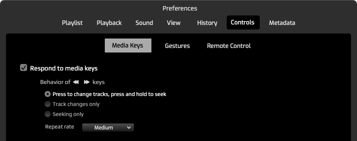 Media keys preferences image