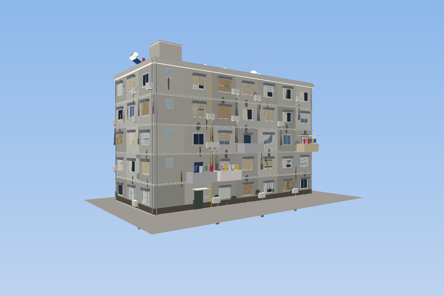 Exported apartment block, front