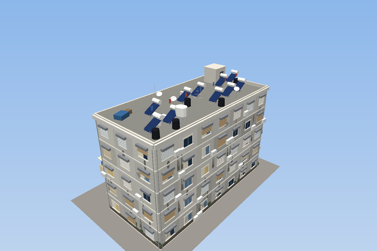 Exported apartment block, roof