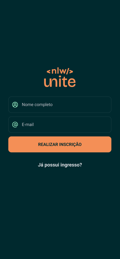 Tela para realizar inscrição