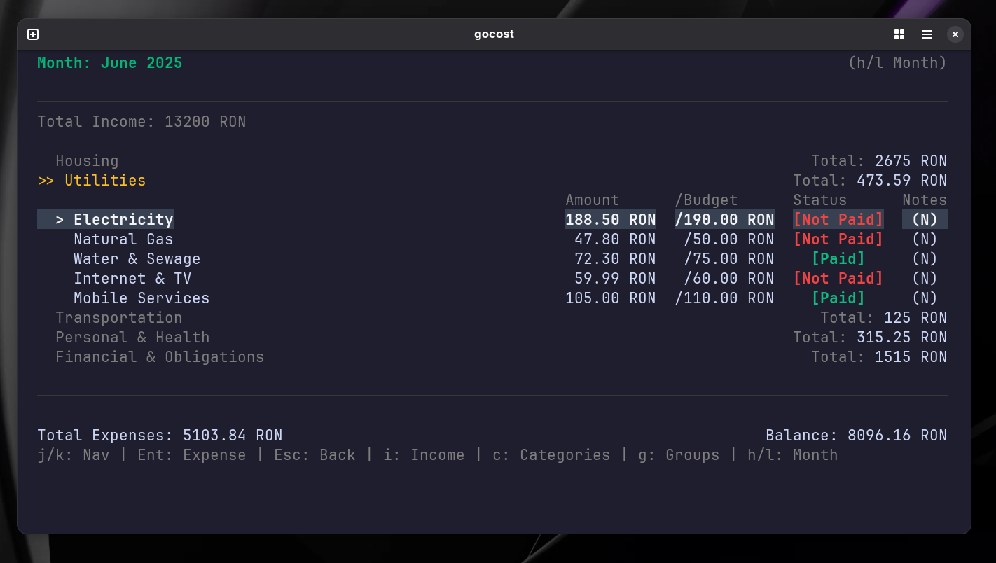 gocost demo