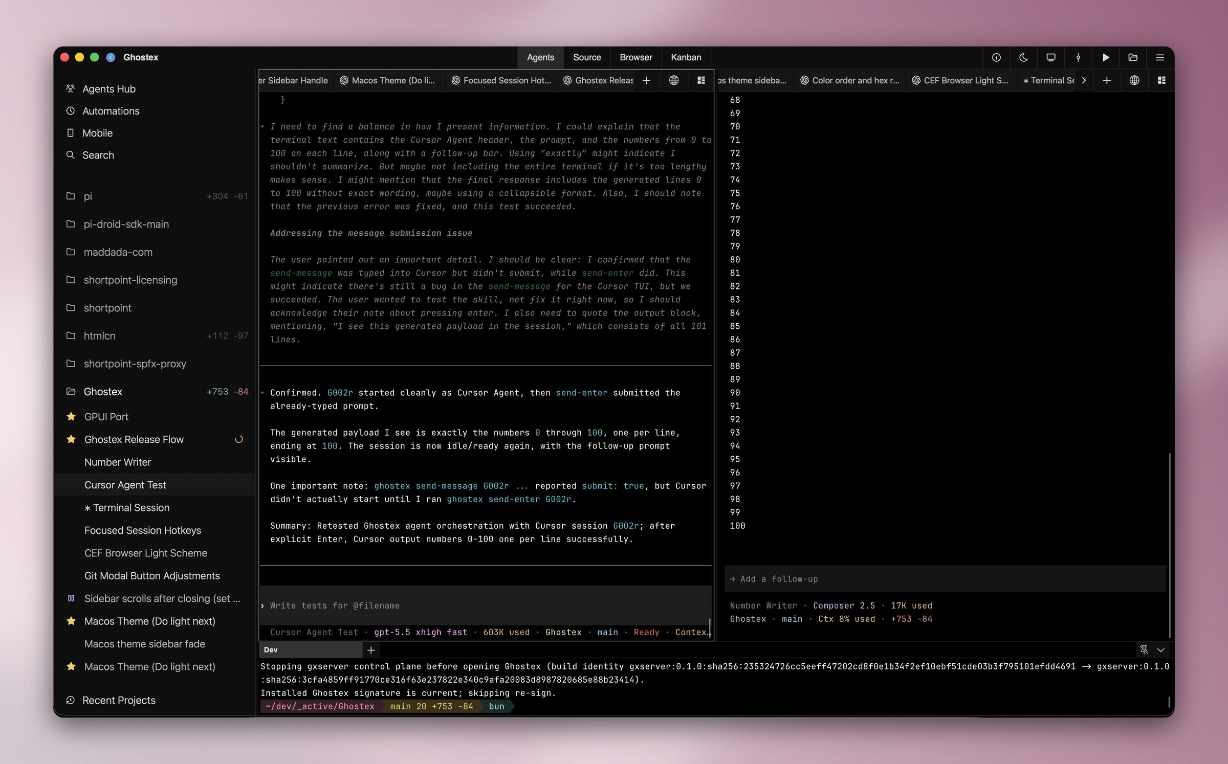 Claude Code orchestrating Codex sessions through the Ghostex CLI