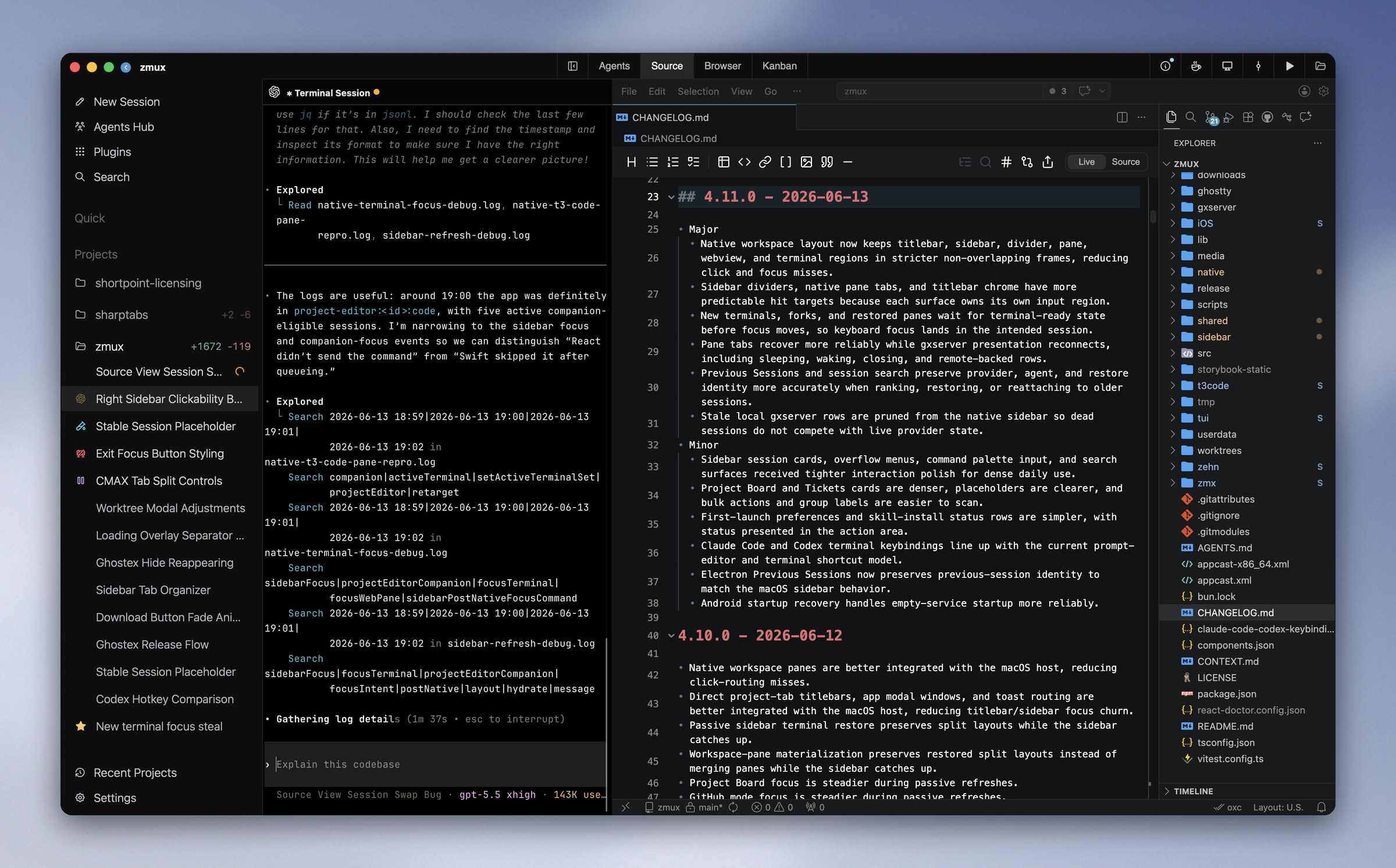 Embedded VS Code editor inside Ghostex