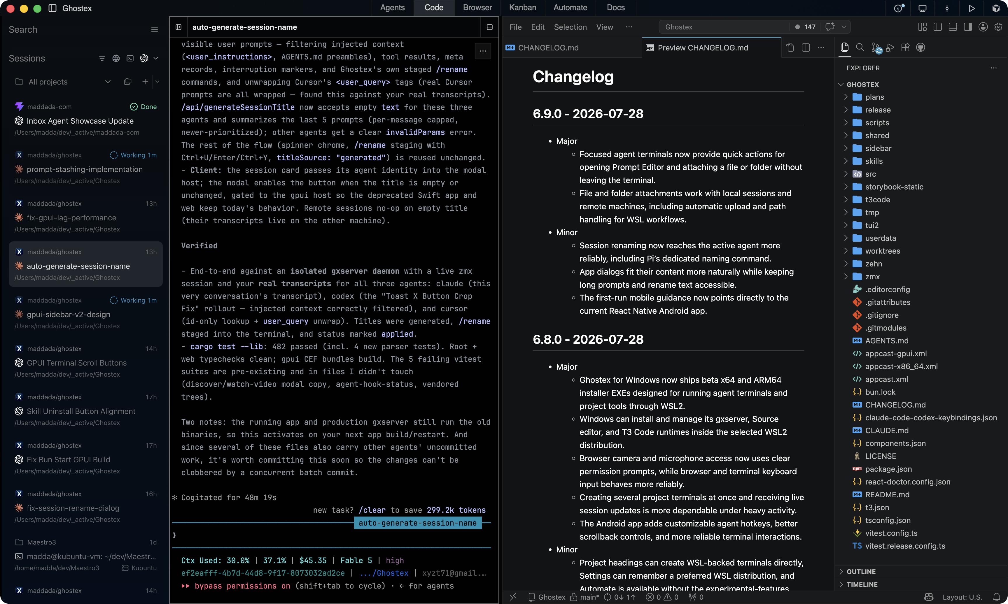 Inbox-based agent management in Ghostex