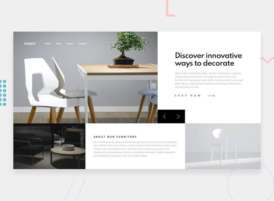 Design preview for the Room homepage