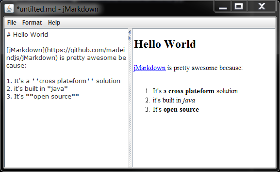 Screenshot of jMarkdown