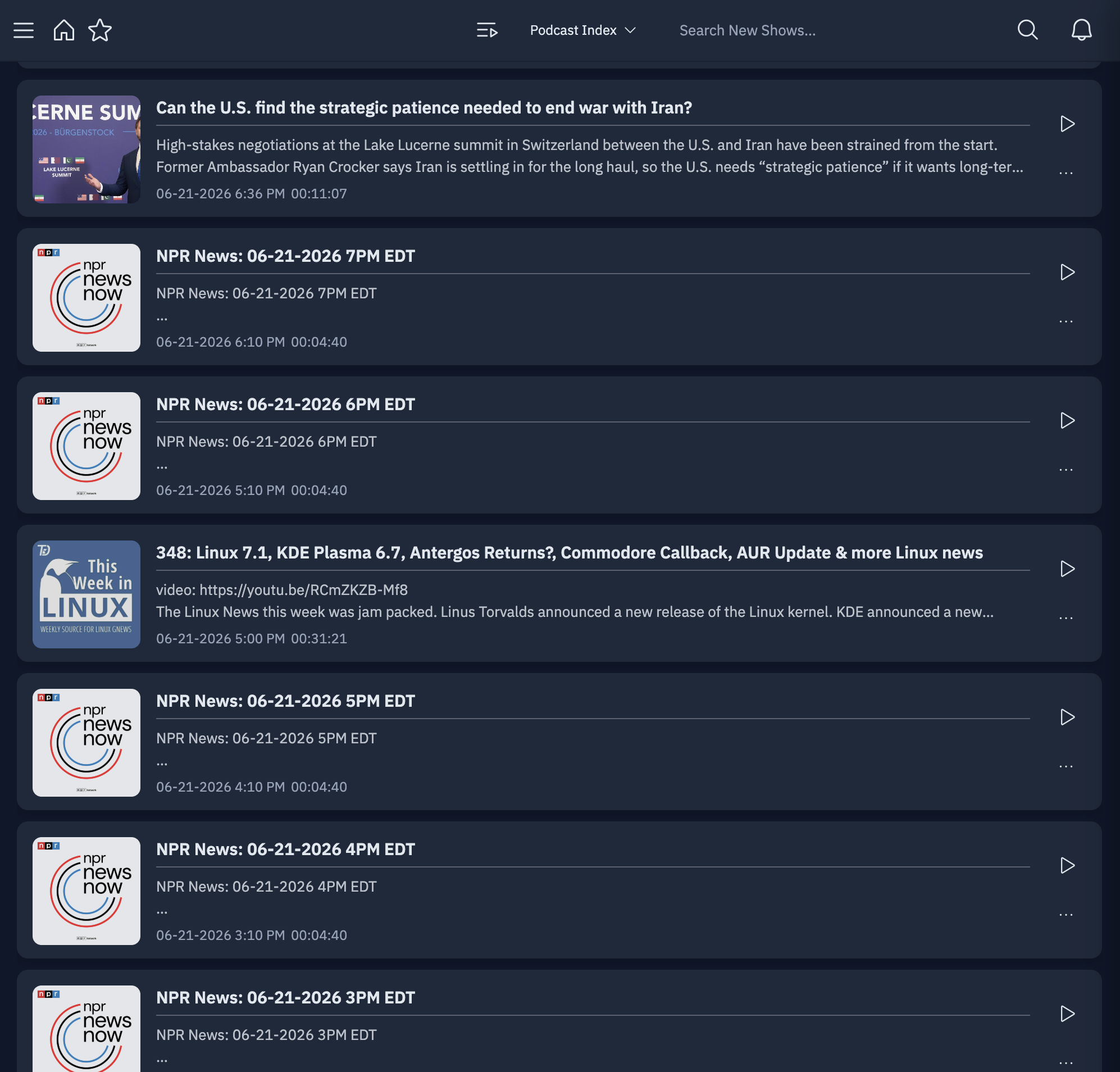 Unified episode feed