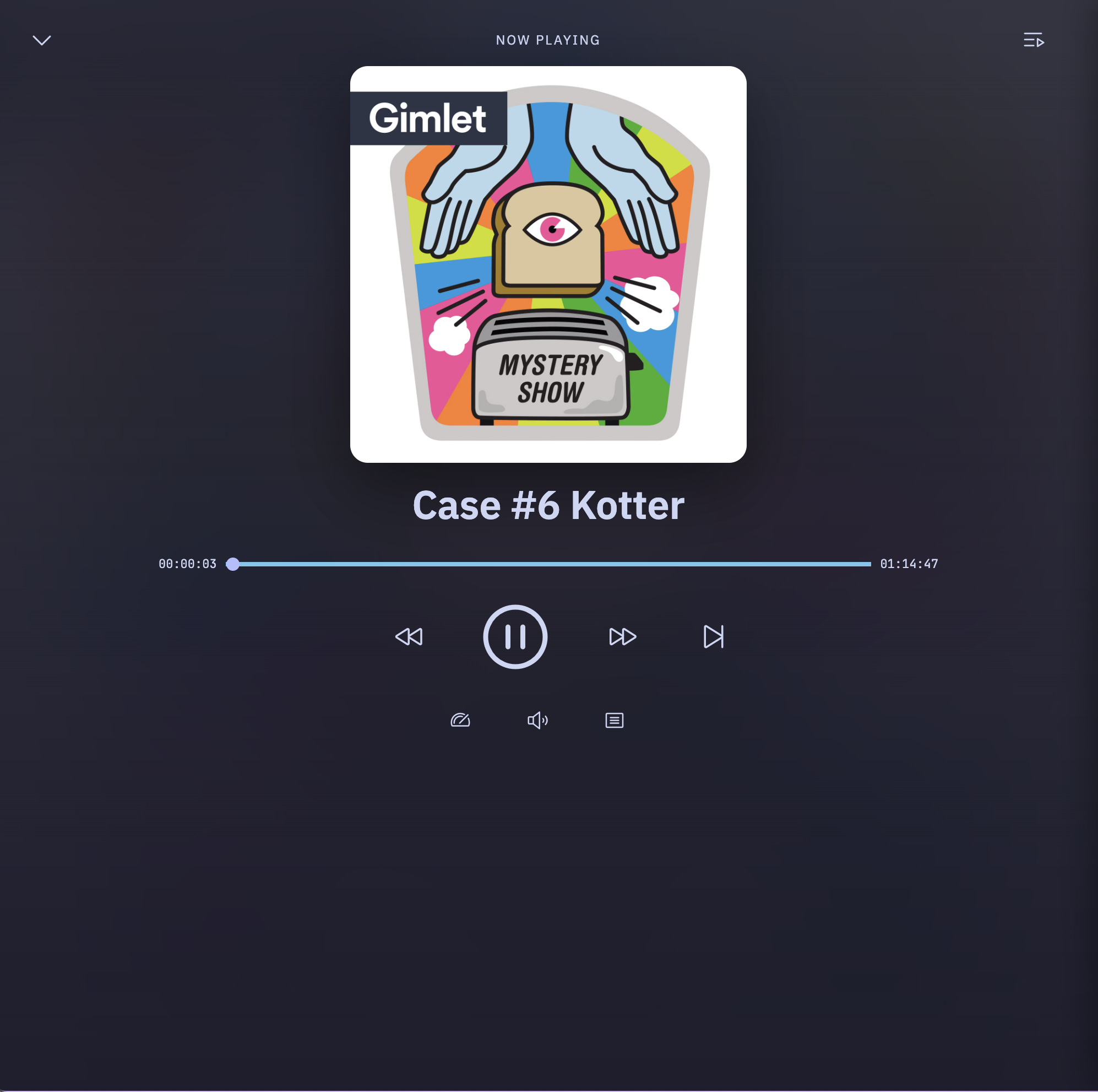 Full-screen audio player
